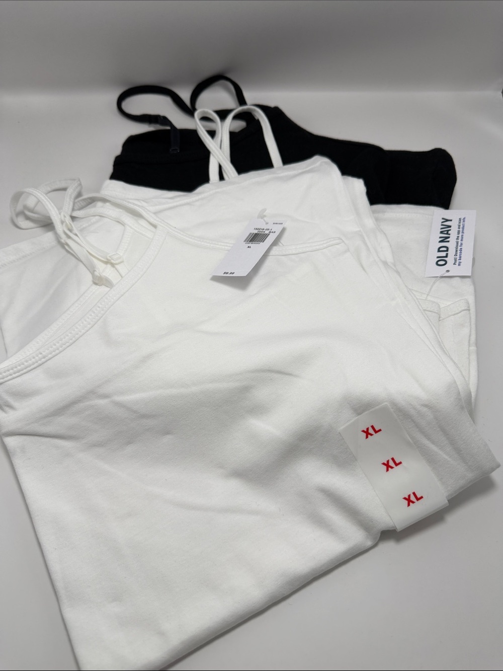 3 Old Navy White and Black Women’s Tank Top Set - XL